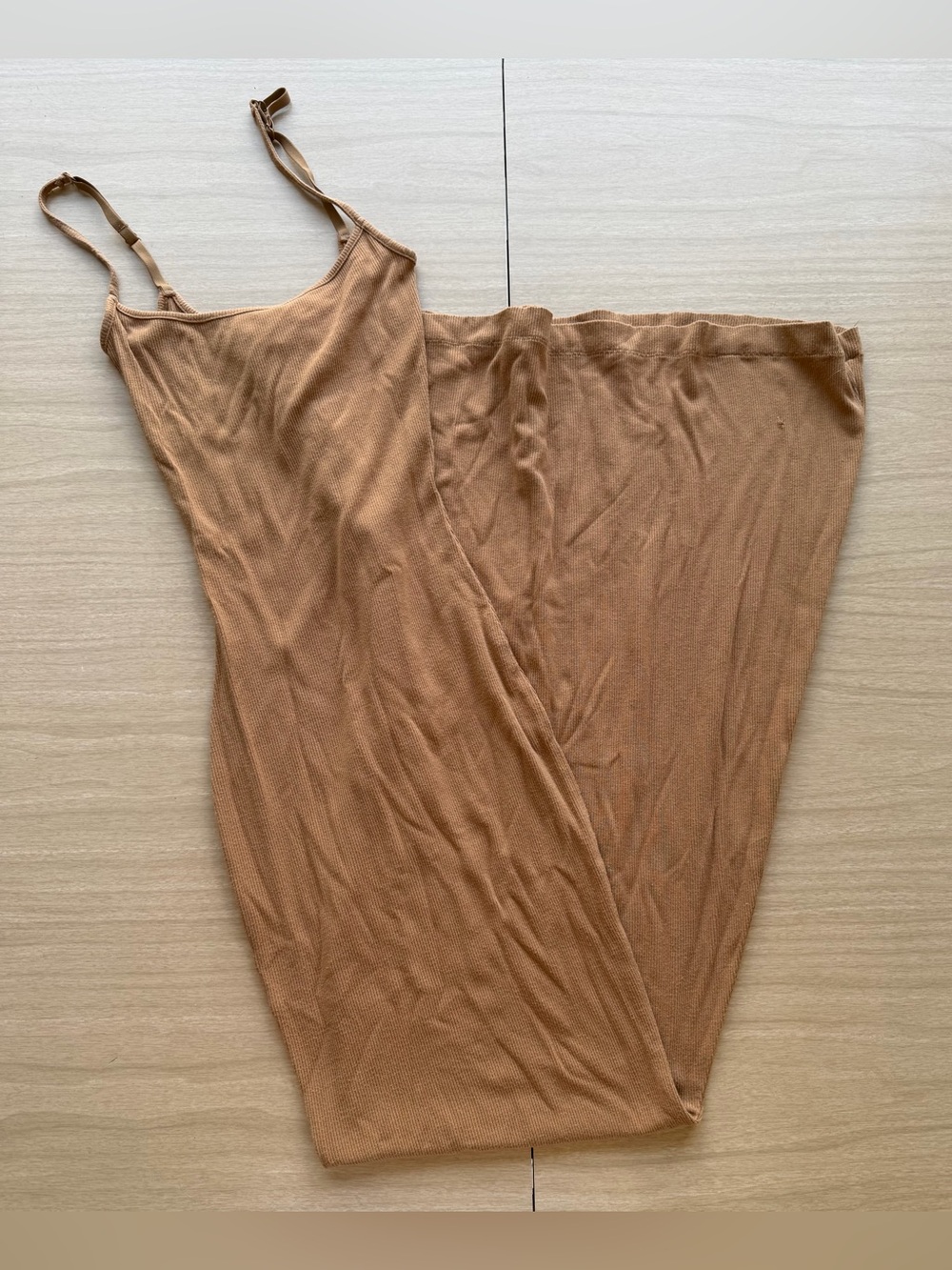 SKIMS Women’s Caramel Tan Maxi Slip Dress with Adjustable Spaghetti Straps XS